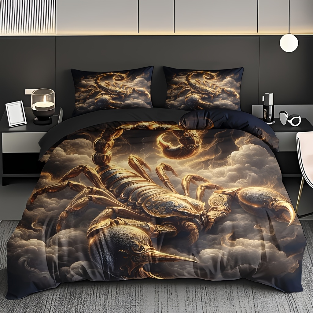 TEMU 2/3pcs Comfortable Golden Themed Duvet Cover Set, Soft And Breathable With Hd Digital Printing, -round Gift, Machine Washable, 1 Duvet Cover  