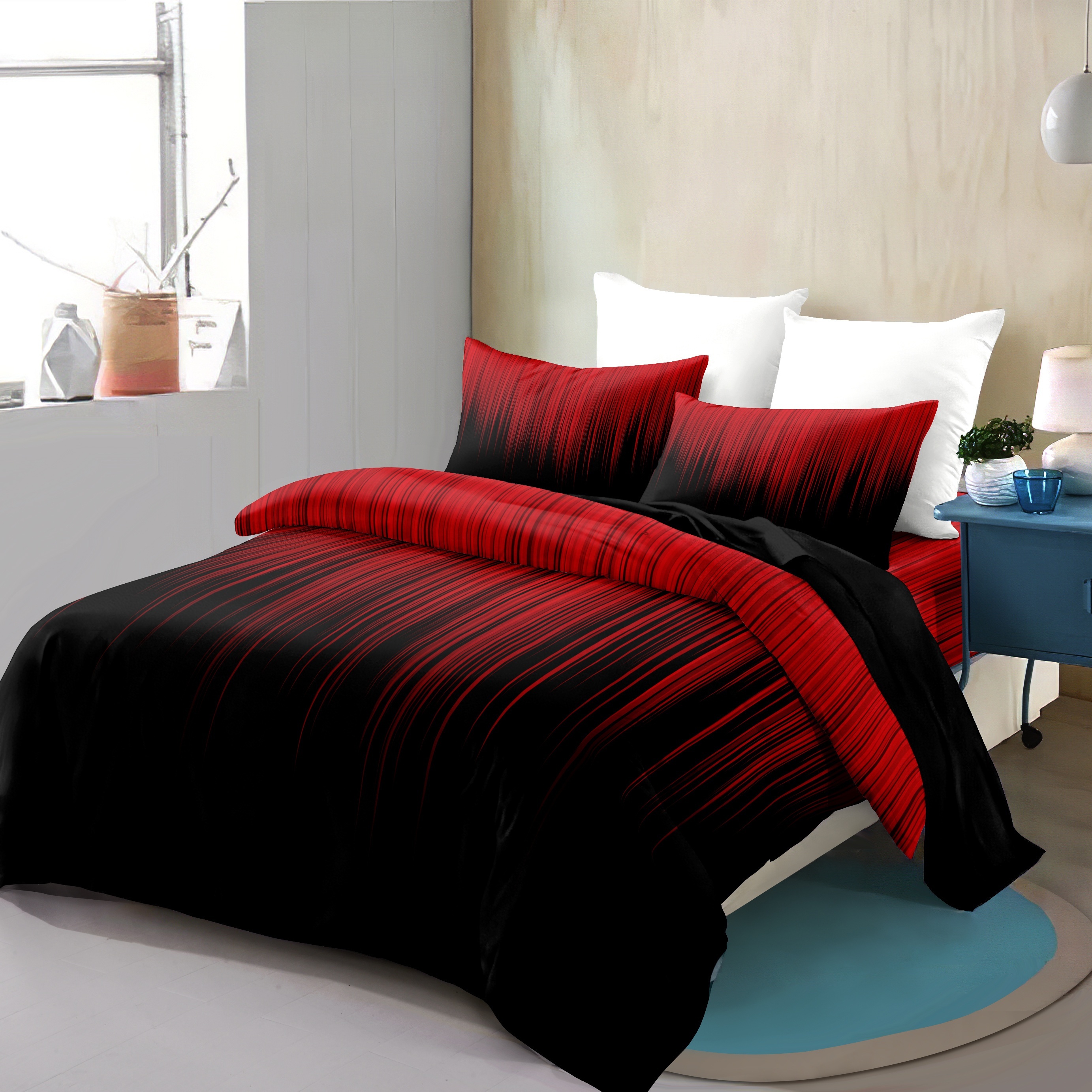 TEMU 2/3pcs Black Red Gradient Duvet Cover Set (1 Duvet Cover   1/2 Pillowcase. Without Core). Soft Comfortable Duvet Cover. For Bedroom.