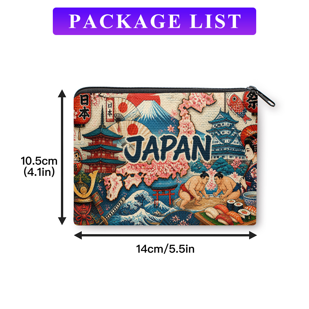 TEMU 日本テーマの小銭入れ 鍵・コイン収納用 日本文化コンパクトポータブル財布 洗濯機洗い可 クリスマス・母の日のギフトに