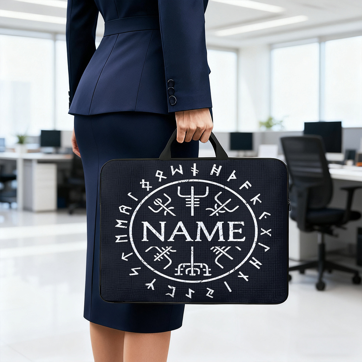 Customized Runic Circle Pattern Large Laptop Bag