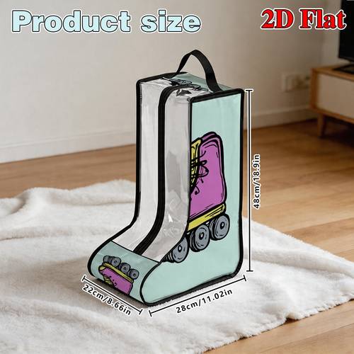 1pc shoe protective cover compatible for roller skate shoe protectors durable fabric shoe case with top handle suitable for storage boot storage bag fits sneakers roller skates for holiday gift 2d flat