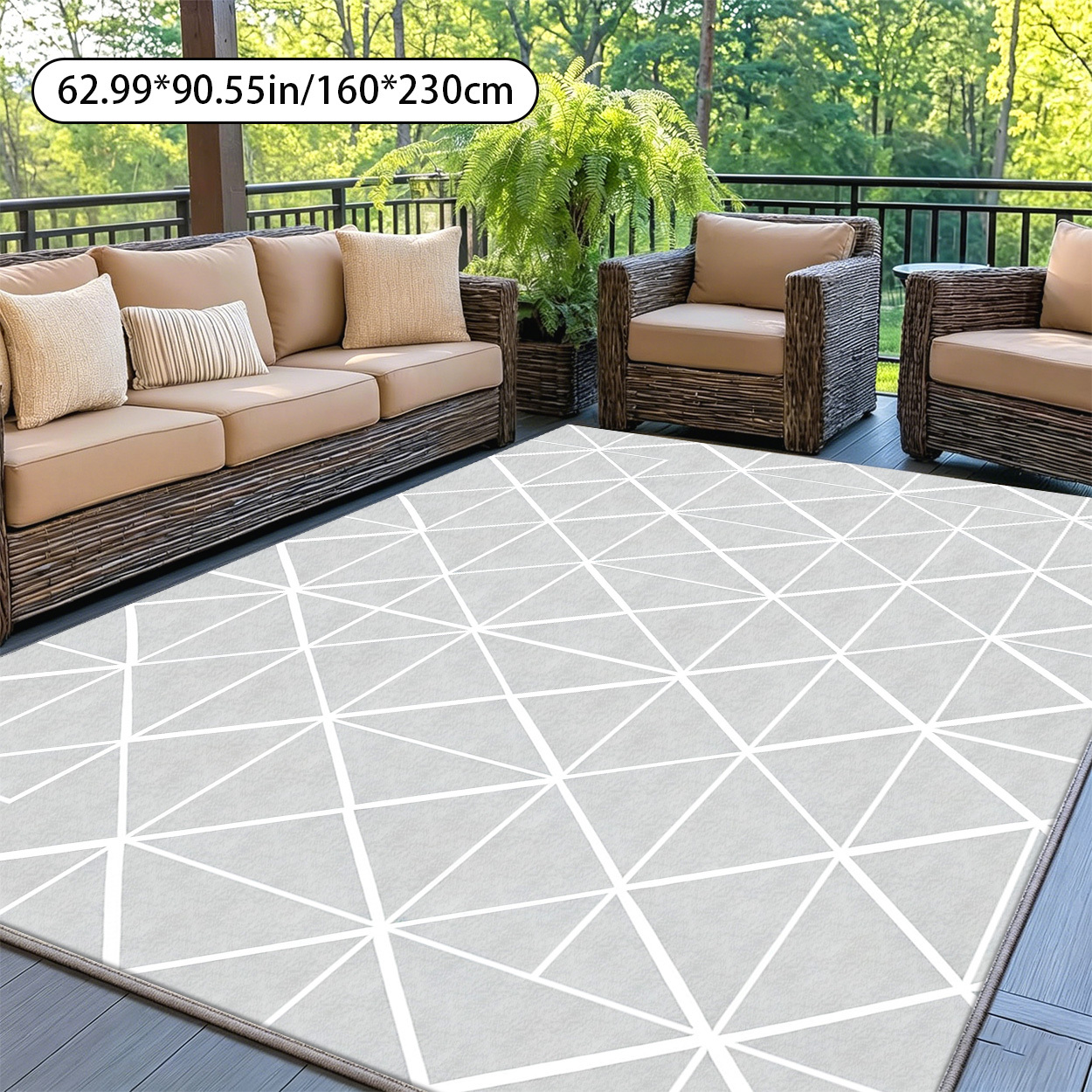 TEMU 1pc Jumbo Suitable For Outdoor/ Mat - Soft With Textured Base, Thick Gray & White Modern Minimalist Mat Suitable For Balcony, Garden, Poolside,