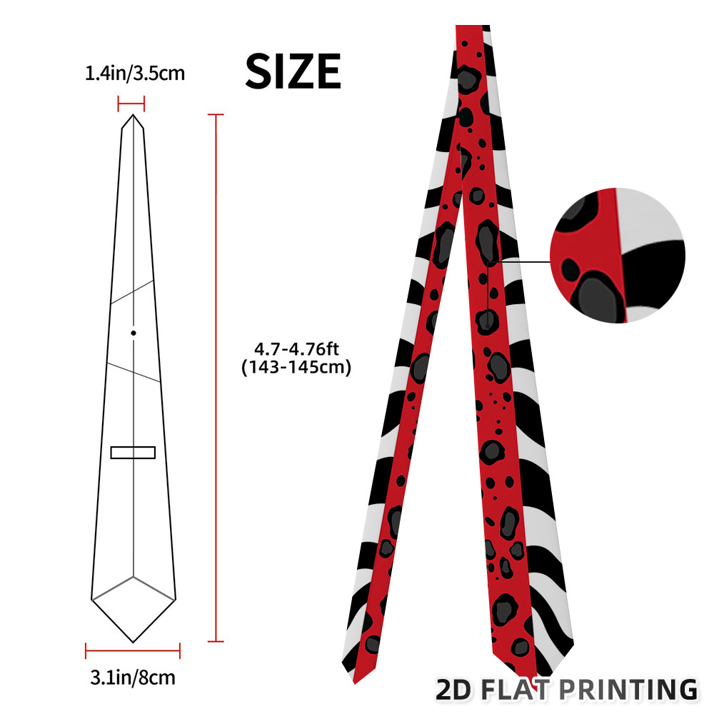 TEMU 2d Flat Printing,1pc Fashion Red And , Printed Trendy Neck Tie Ideal For Banquets, Family Celebrations, Seasonal Occasions And Stylish , Neat