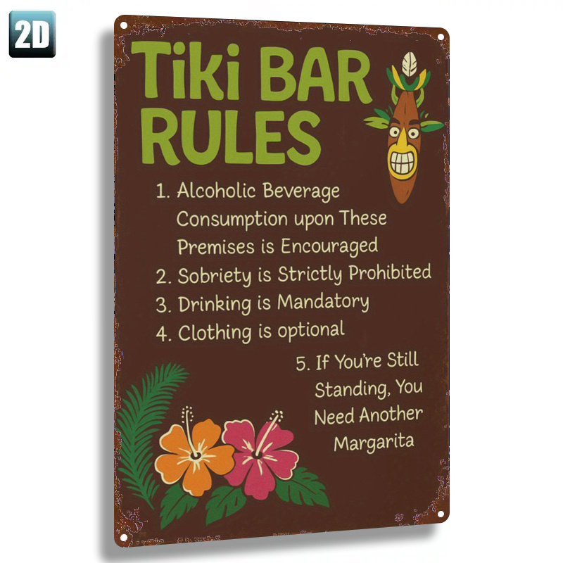TEMU 2d Flat, 1pc, Metal Sign," Bar Rules "., Office, Cafe, Perfect New Year Gift, 20cm X 30cm / 8" X 12, 2d Flat