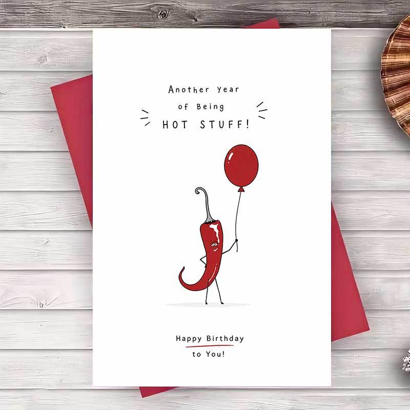TEMU 1 Envelope And 1 Greeting Cardfunny Birthday Greeting Card For Boyfriend Or Girlfriend Featuring A Cute Chili Pepper Design For Romantic