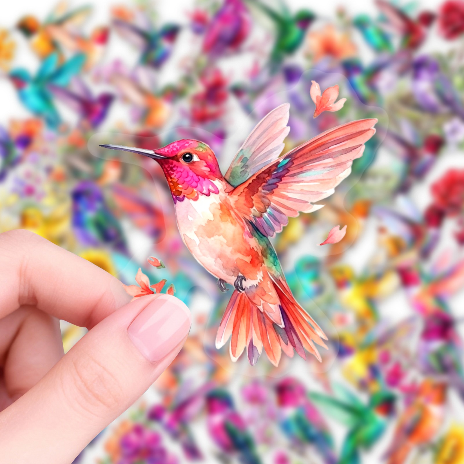TEMU 50pcs Watercolor Hummingbird Stickers Vinyl Decals For Water Bottles Laptops Skateboards Scrapbooking Journals Notebooks Phone Cases Luggage Diy