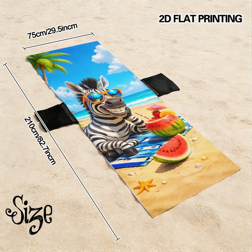 TEMU 2d Flat - 2d Flat, 1pc Beach Chair Cover Summer Beach , Pool Chair Cover With Side Mesh Pocket Layout, Washable Reusable Material, Foldable As