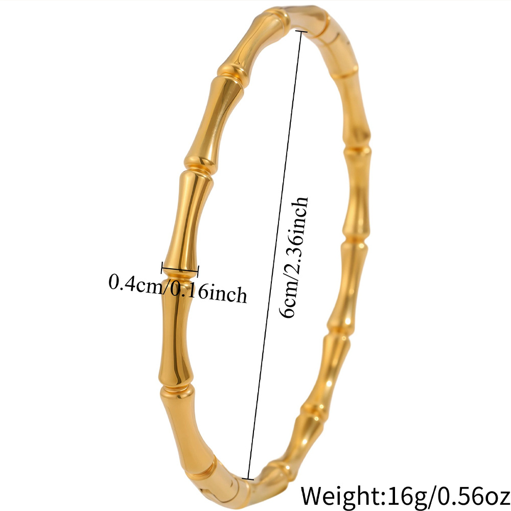 2pcs Retro Bamboo Shaped Stainless Steel Bracelets Set