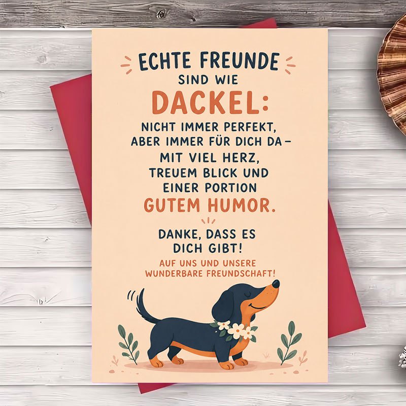TEMU Eine Umschlag und eine Grußkarte Lustige Dackel Grußkarte für Niedliches Hunde-Design Flache Notizkarte für Geburtstag Jahrestag oder Dankeschön
