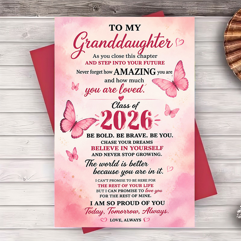 TEMU 1 Envelope And 1 Greeting Cardinspirational Graduation Greeting Card For Granddaughter Class Of 2026 Encouragement Success And New