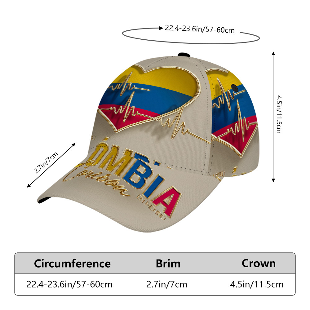 TEMU 1 Gorro de para Exteriores con Diseño Dorado de Cardíaco 2D de Colombia para – Gorra Unisex de Moda con Diseño de Patchwork Ajustable, para un