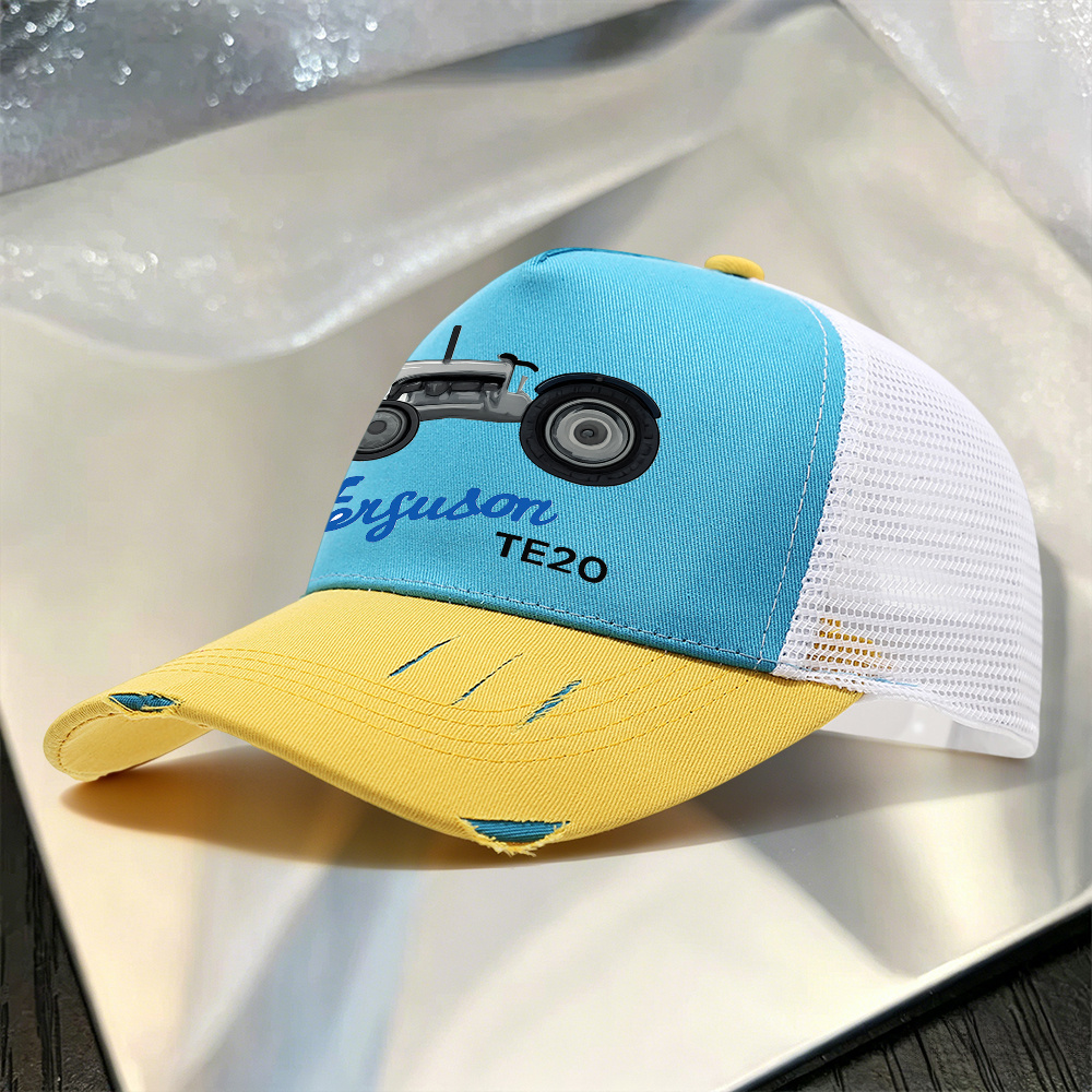 アイテム画像 1個   te20 トラクタープリント リップド カラーブロック ベースボールメッシュキャップ 軽量プリント レディースハット ヴィンテージトラクタースタイル メンズ リップド カラーブロック ベースボールメッシュキャップ 結婚式、パーティー、誕生日のギフトに最適 ク な農機具 アウトドアレジャーに必須