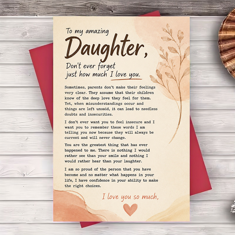 1pc, 1 Greeting Card And 1 Envelope Greeting Card For Daughter Inspirational Message Card For Birthday Anniversary Graduation Or Encouragement Gift From Parents