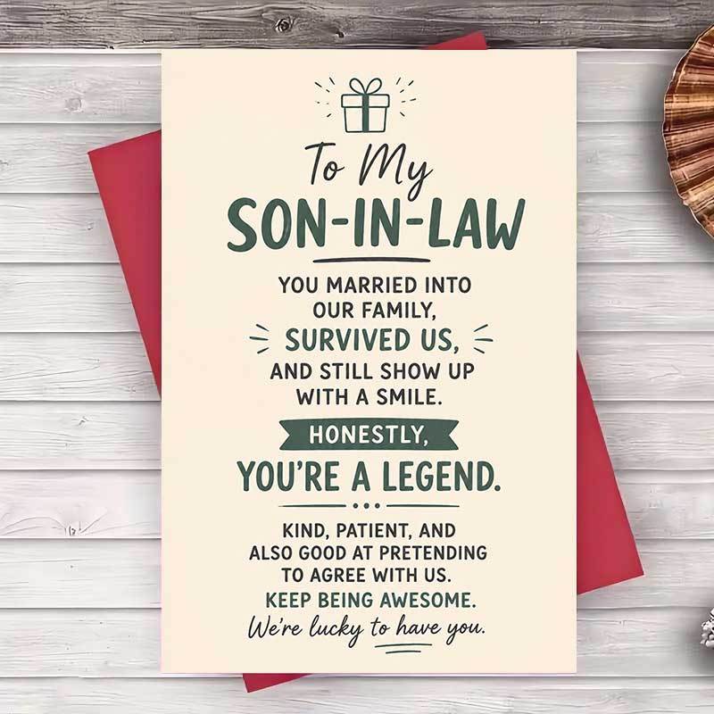 TEMU 1pc Greeting Card Funny Son In Law Greeting Card For Birthday Or Anniversary Appreciation Gift From Parents In Law Flat Note Card For Family