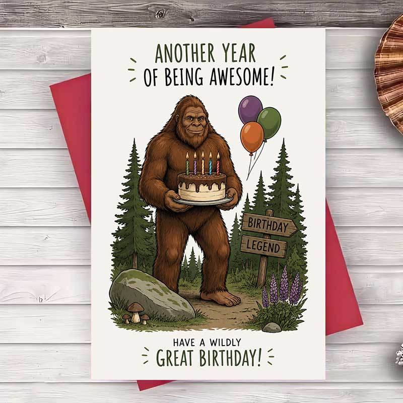 TEMU 1 Envelope And 1 Greeting Cardfunny Birthday Greeting Card For Men Wild Forest Theme Birthday Party Celebration Gift Card Greeting Card