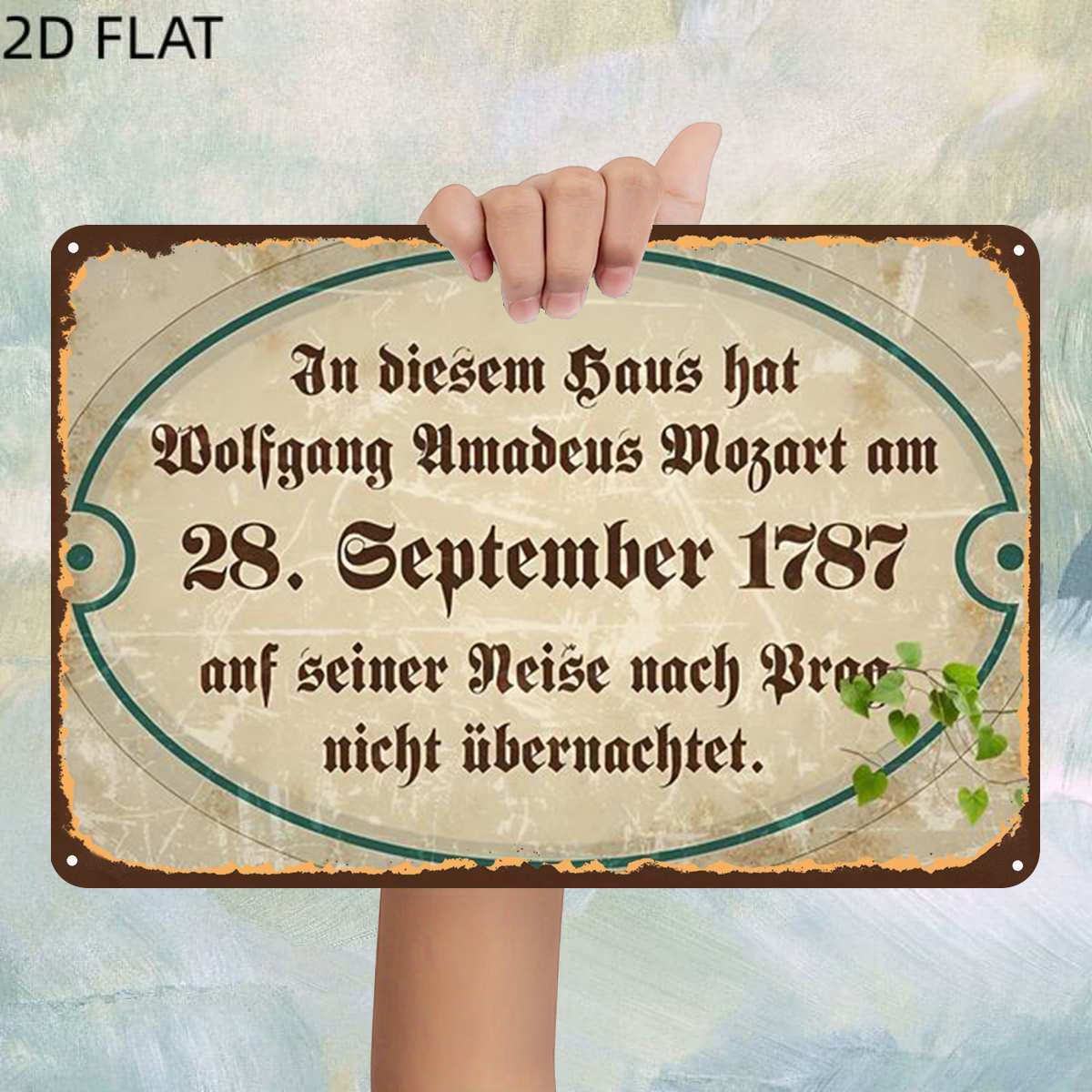 TEMU 2d Flat, 1pc. The Classical Musician Here On September 28, 1787, While Passing Through Prague. Pre-drilled Holes, For Kitchen And Office Wall