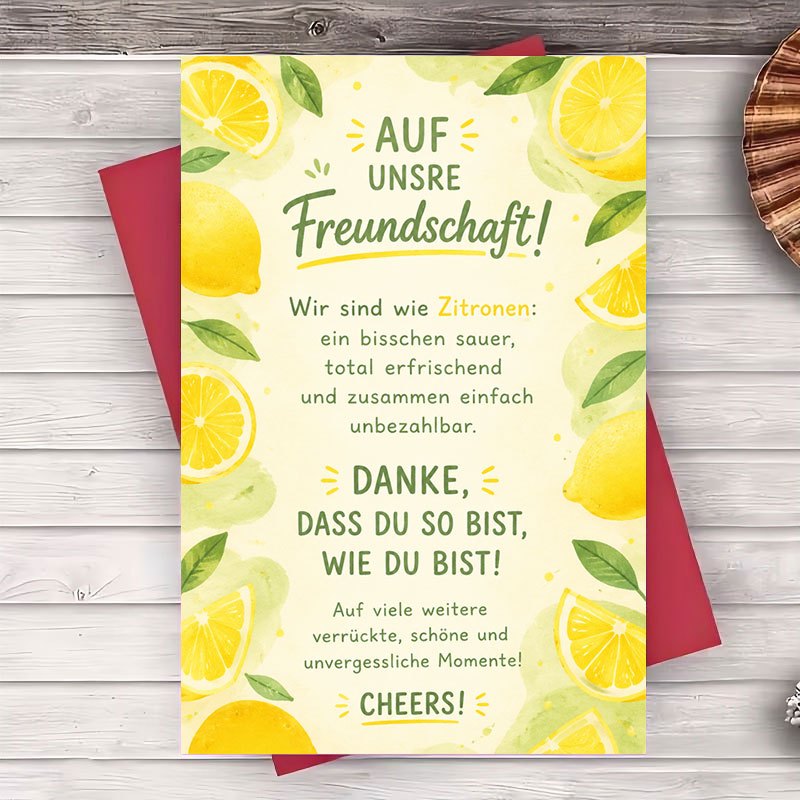 1 Envelope And 1 Greeting Card Lemon Themed Greeting Card For Best Friend Appreciation Thank You Note For Birthday Or Friendship Anniversary Flat Stationery Card For Her And Him