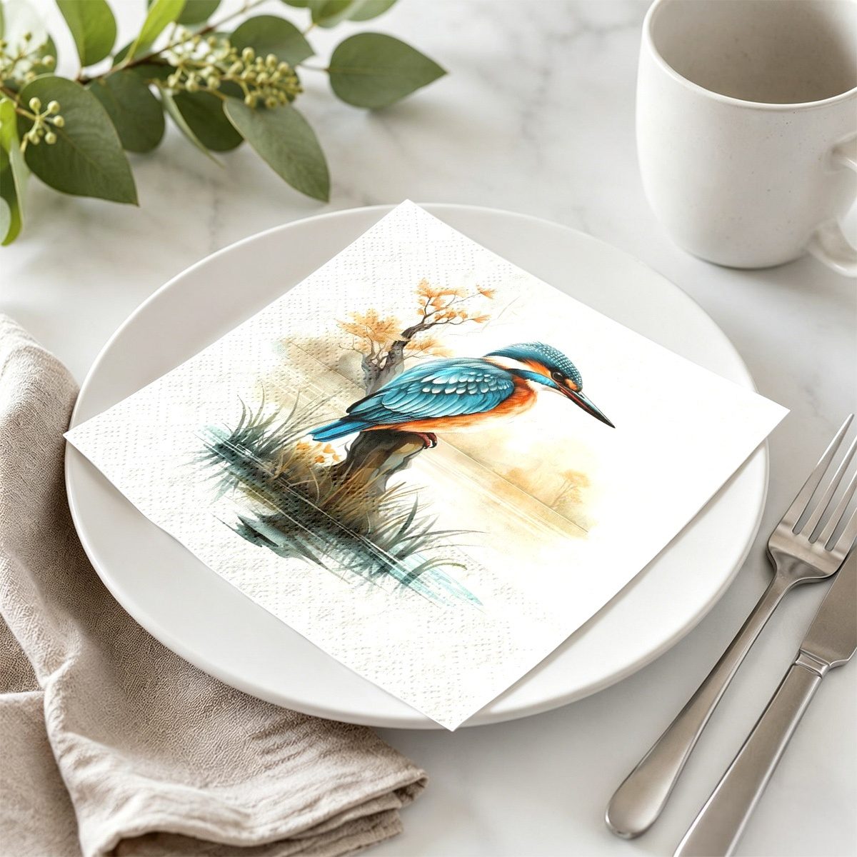 TEMU 20 stuks Ijsvogel Feest Papieren Servetten, Decoratief Papier voor Bruiloften en Verjaardagsfeestjes, Geschikt voor Babyshowers, Feestdagen en