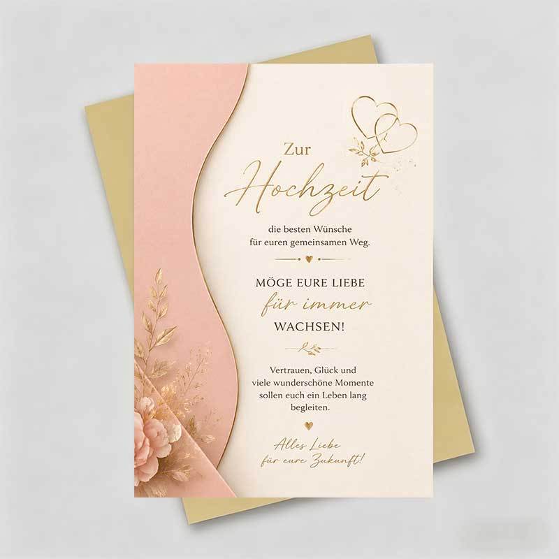 1 Greeting Card + 1 Envelope Elegant Wedding Greeting Card, And Floral Decor With German Text Wishing , Suitable For , Wedding Celebration, Minimalist , Sophisticated Stationery Card