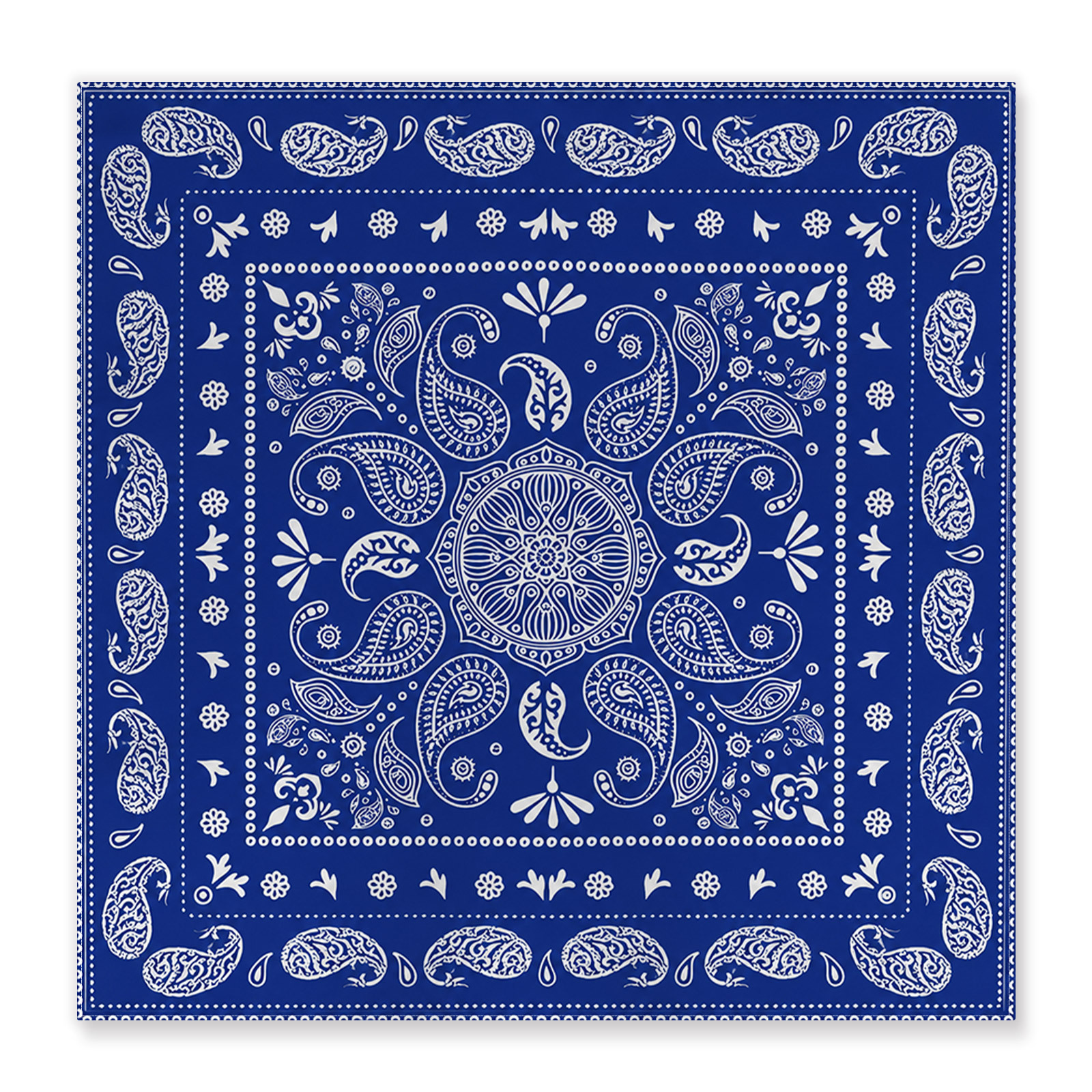 TEMU 1pc 2d Printed Headscarf, 50x50cm. Blue Paisley Patterned Bandana, Lightweight And Suitable For , Featuring Vibrant, Colorful, And Fashionable