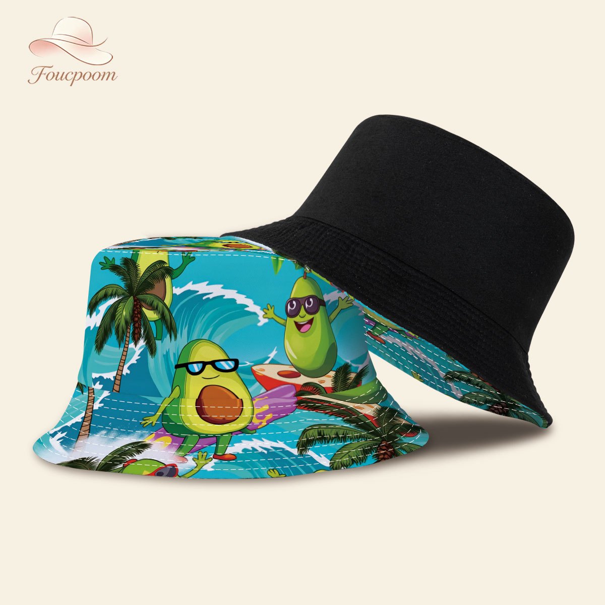 TEMU Sombrero de pescador con estampado de , 1 pieza, con surfeando y - , para playa, exteriores, viajes, fiestas - Unisex para , patrones de