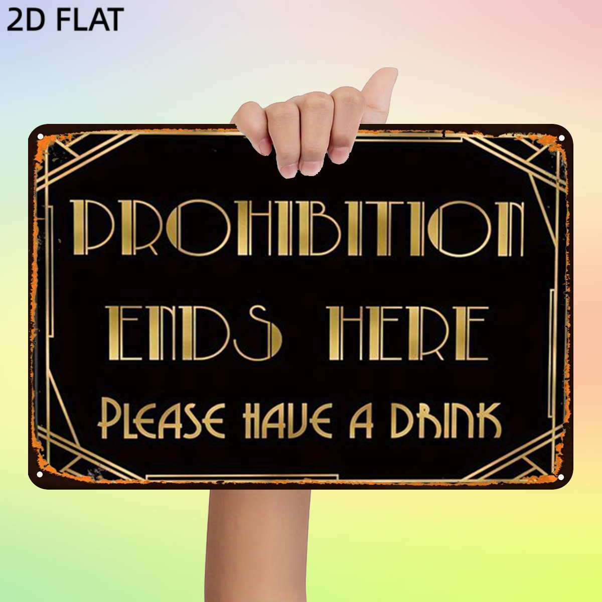 TEMU 2d Flat, 1pc, Retro Ends Here: Please Have A Drink Metal Iron Sign, Pre-drilled Holes, Wall Art Decor For Home Room Deck Porch