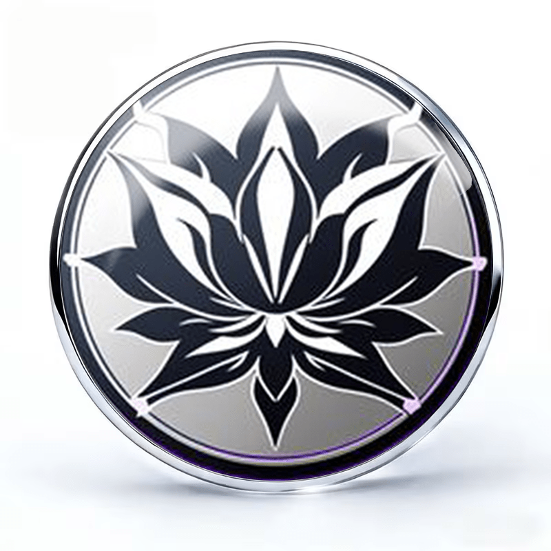 Black and White Lotus Pattern Stainless Steel Brooch