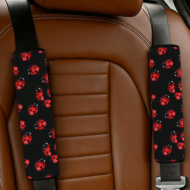 TEMU 2pcs Ladybug Car Seat Belt Cover, Cute Ladybug Design Multifunctional Car Seat Belt Cover, Car Interior Additions, Padding For Seatbelts