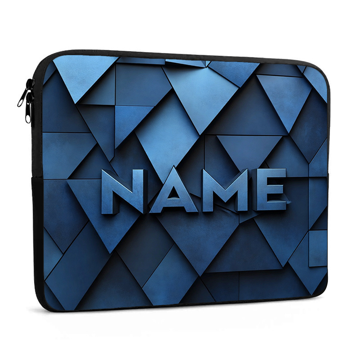 Customized Blue Geometry Pattern Laptop Sleeve, Trendy & Protective