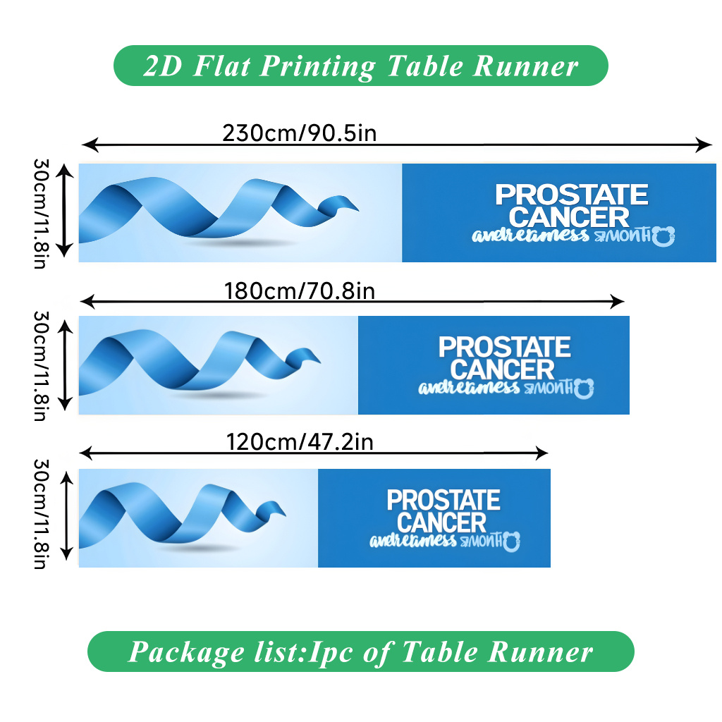 TEMU 2d Flat Printing Table Runner 1pc, Prostate Cancer Awareness Month Polyester Table Runner, For Holiday Dining And Home Decor, Indoor/outdoor