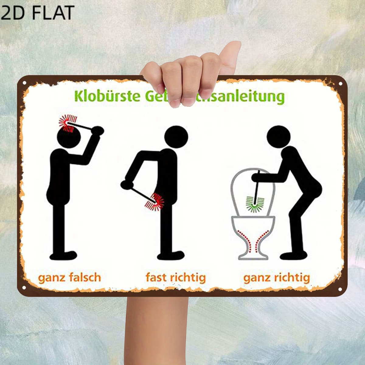 TEMU 2d Flat, 1pc, Vintagehow To Use A Mop: From To Right Metal Iron Sign, Pre-drilled Holes, Kitchen, And Office Wall Decoration, Home Decor Metal
