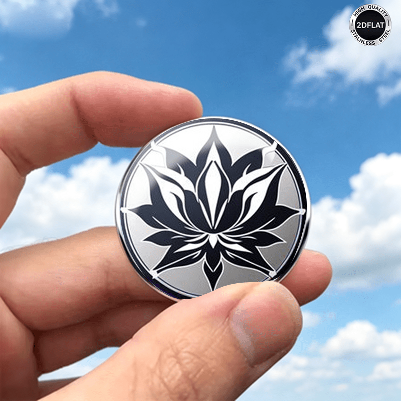 Black and White Lotus Pattern Stainless Steel Brooch