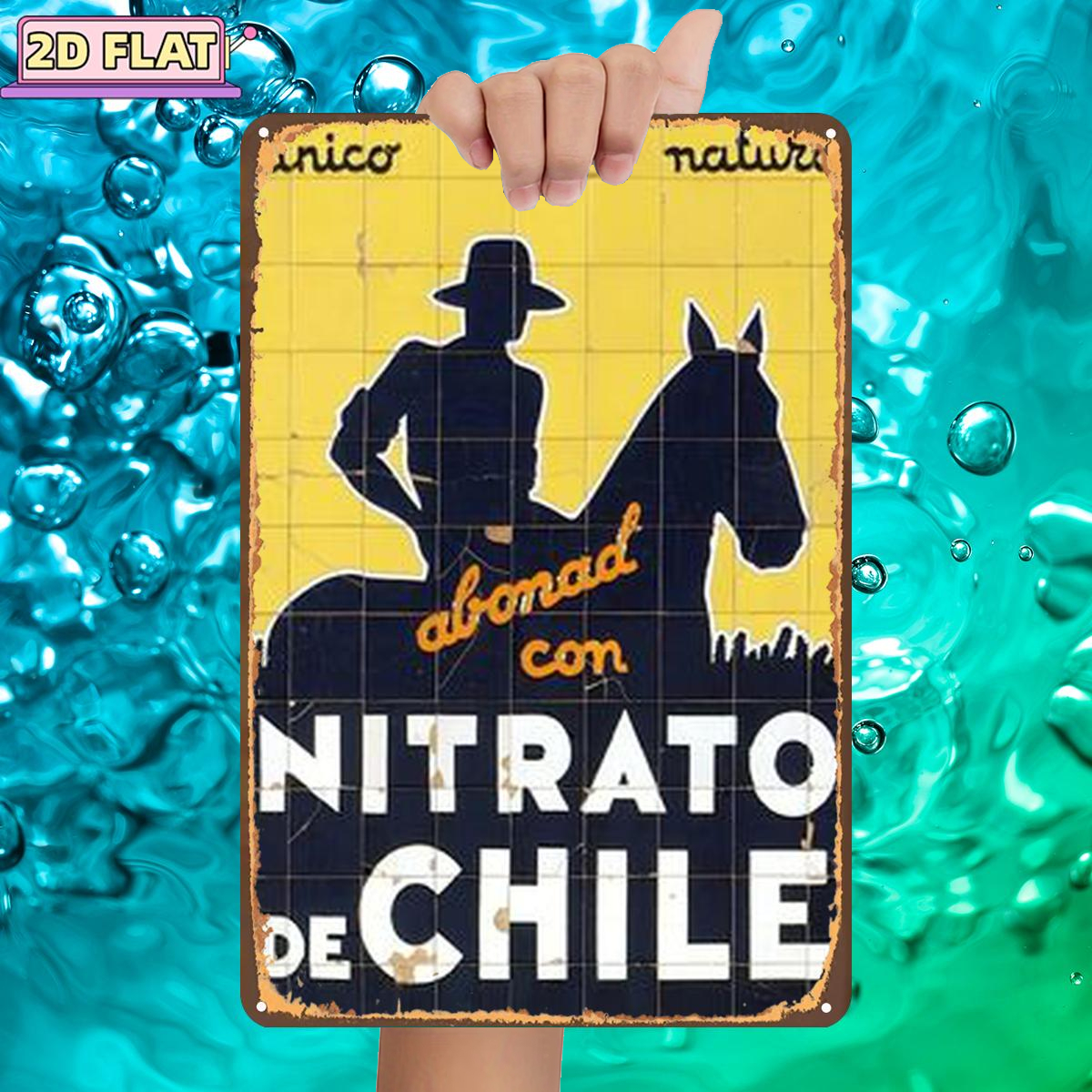 TEMU Letrero Metálico 2D de 1 pieza, "Fertilizado con Nitrato de Chile: Un Fertilizante Natural para del ", Tamaño (8"X12"/20Cm*30Cm) Pinturas