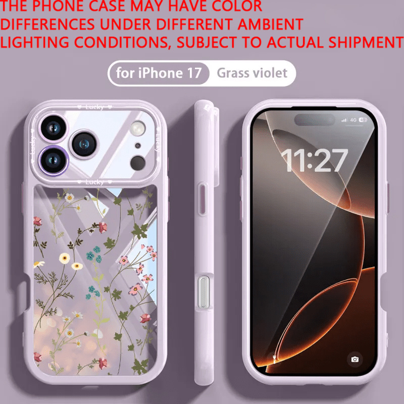 TEMU Phone Case: Fashionable, Luxurious, High-quality Flower Patterned Cream Wind Transparent Phone Case Suitable For Iphone