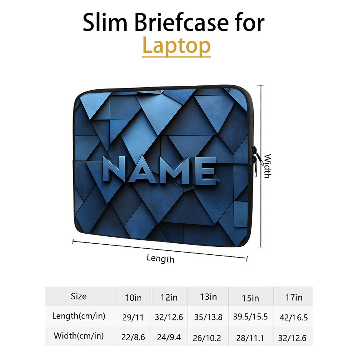 Customized Blue Geometry Pattern Laptop Sleeve, Trendy & Protective