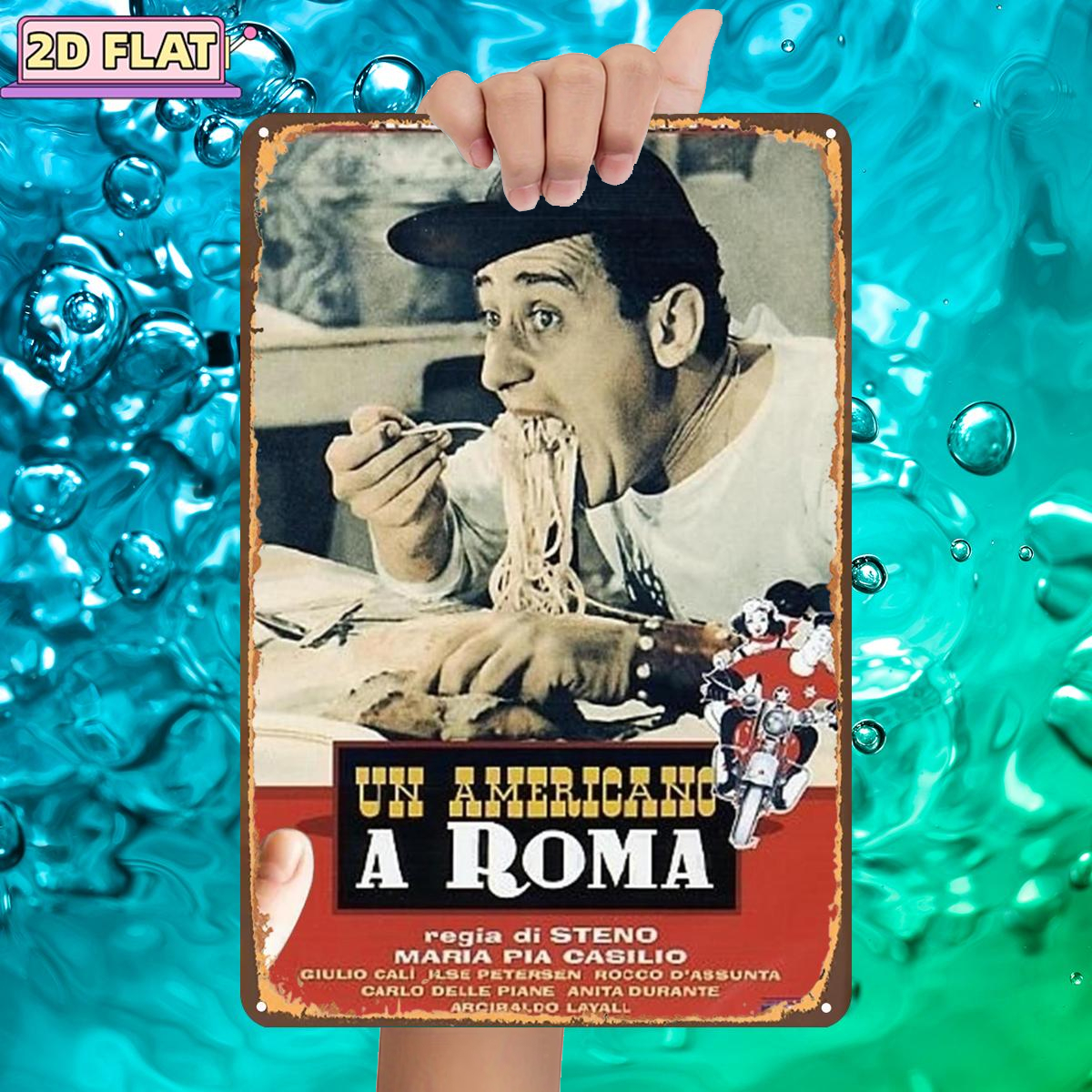TEMU Piatto 2D, 1 pz, "Un a Roma: una di disavventure", targa in metallo di ferro, dimensioni (8"x12"/20cm*30cm), quadri decorativi/decorazione per