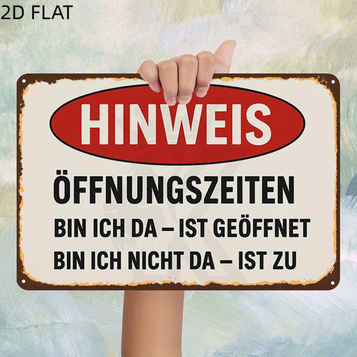 TEMU 2d Flat, 1pc, Vintagenotice: Opening Hours – , Open; Here, Closed Metal Iron Sign, Pre-drilled Holes, Kitchen, And Office Wall Decoration, Home