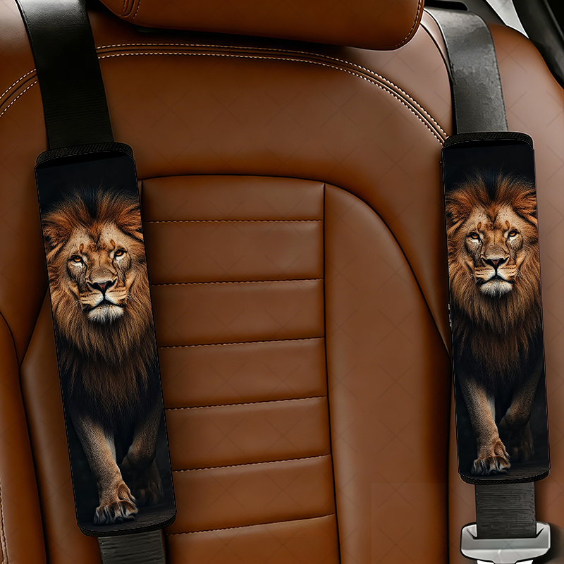 TEMU 2pcs Lion Car Seat Belt Cover, Multifunctional Car Seat Belt Cover, Padding For Seatbelts Backpacks Bags, Interior Decor Gift For , Best Festive