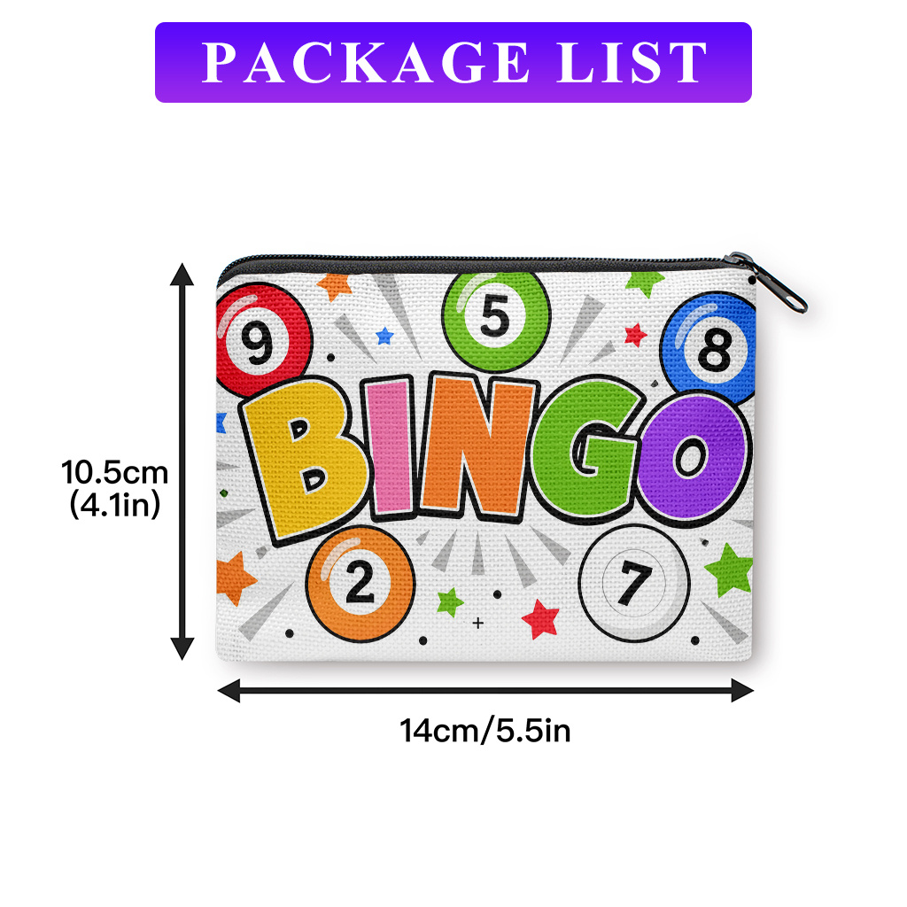 TEMU Porte-monnaie Bingo pour clés et petite monnaie, portefeuille compact et portable avec motif Bingo, organisateur lavable en machine pour pièces,