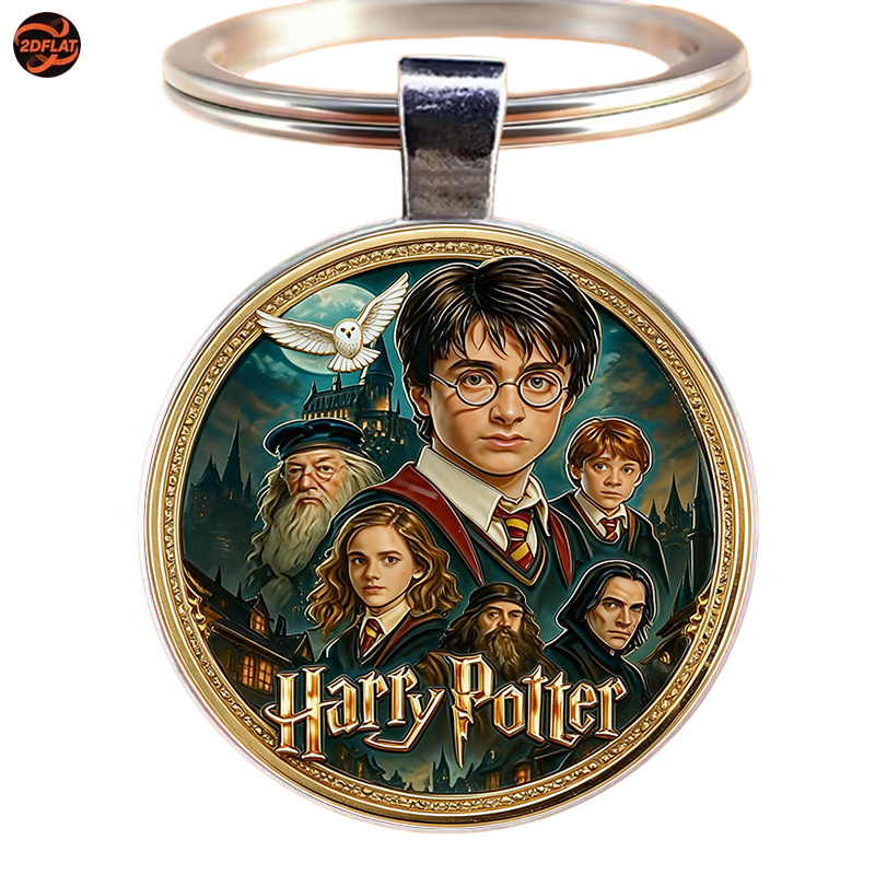 TEMU 2d Plane Keychain 1pc, Embossed Style, Warner Harry Potter Classic Character Group Portrait Gift | Warner Series Keychain, Warner Character