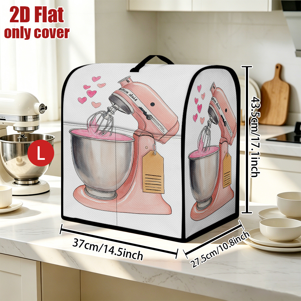 TEMU 1pc, 2d Flat Printing Dust Cover For Appliances House, Dust-proof Cover For Mixer Or Coffee Maker Pink Mixer And Hearts, Kitchen Appliance
