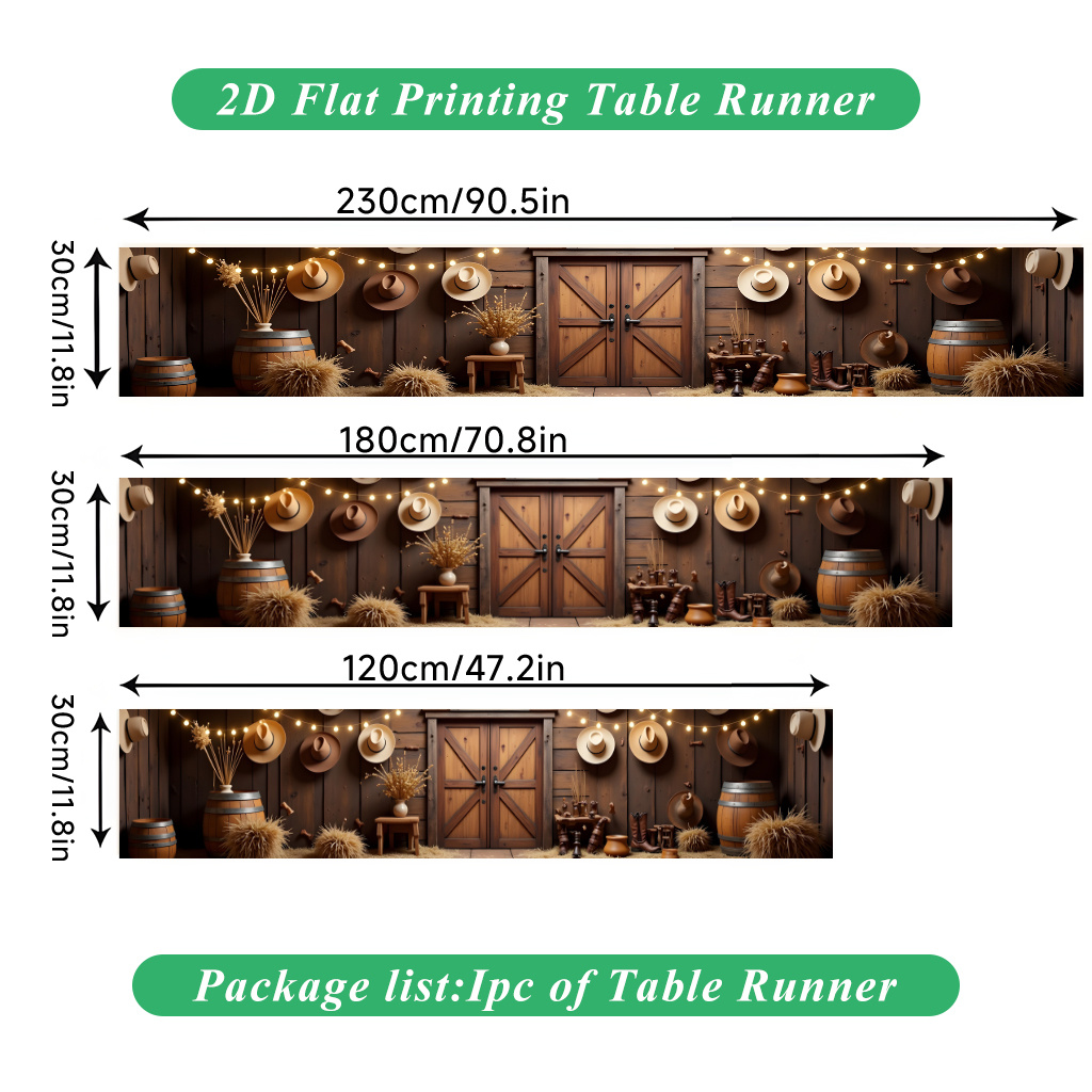 TEMU 1pc Table Runner With Wood Plank & Rustic Farm Decor - Suitable For Holiday Dining, Indoor/outdoor Parties, Spring Summer Fall Decorations,