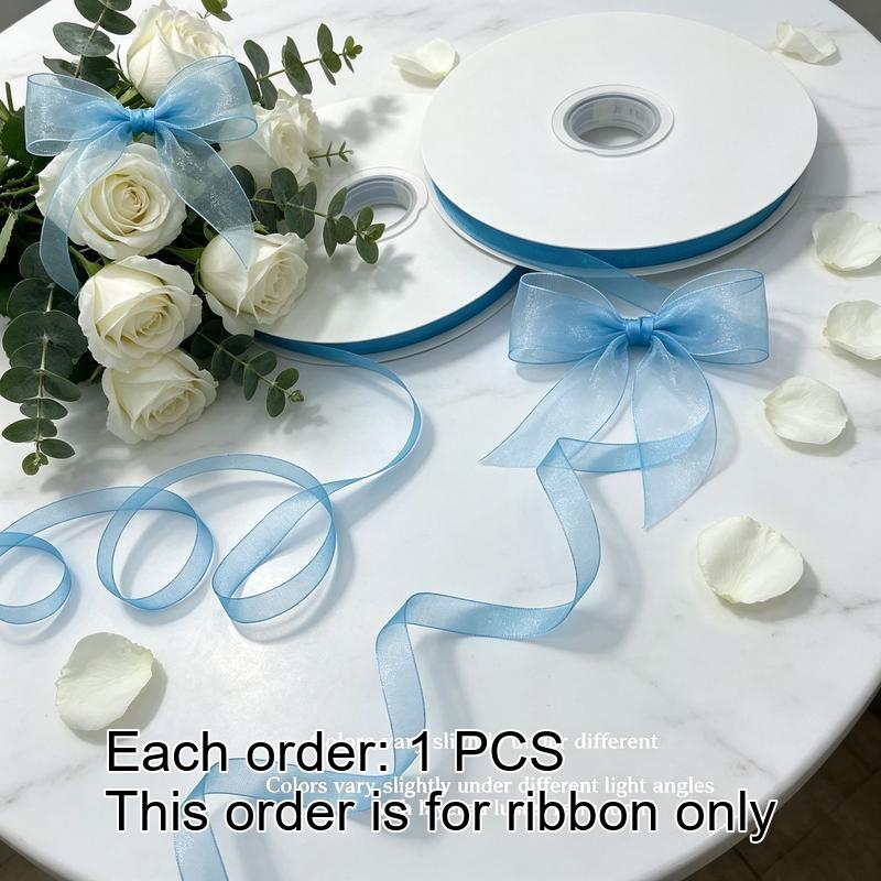 TEMU 200yd/9mm (3/8inch) Ribbon Graduation Season Sky Blue Easy Solid Bow Making Ribbon Sheer Ribbon Gift Wrapping Bow Making Handmade Party