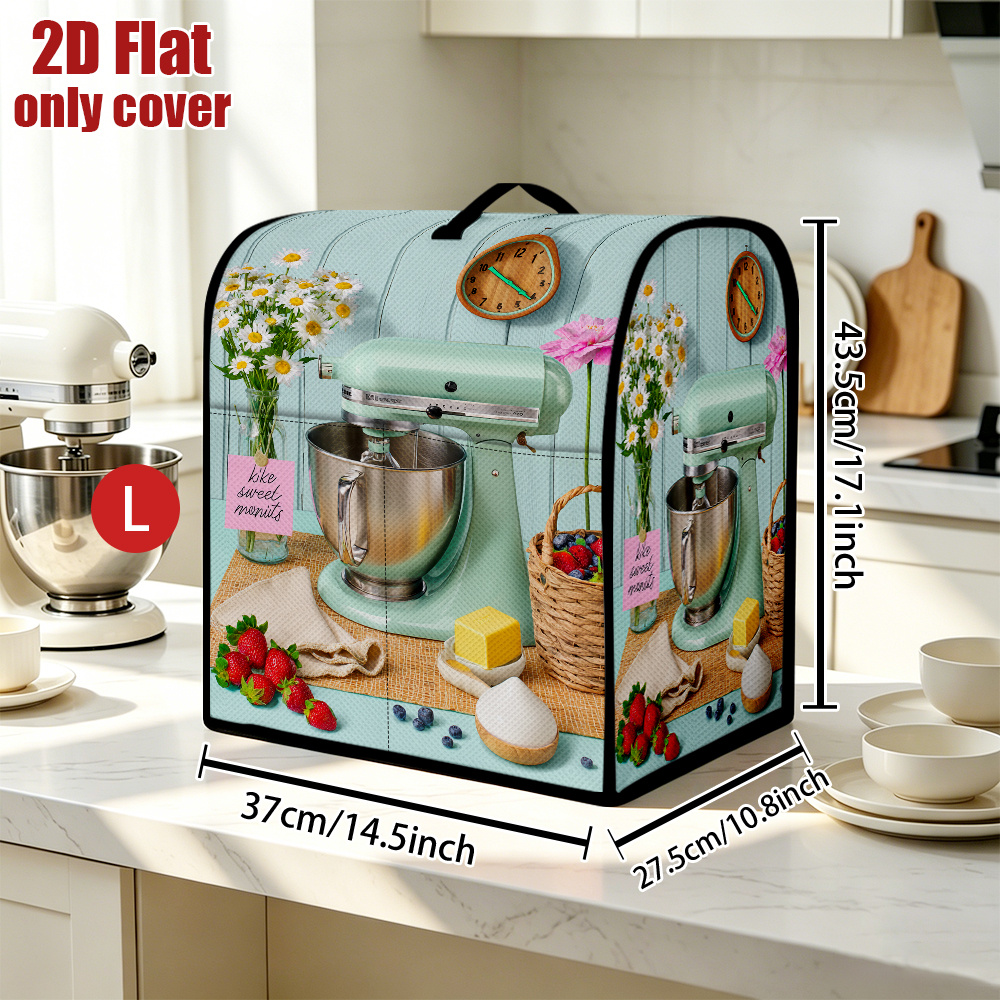 TEMU 1pc, 2d Flat Printing Kitchen For Dust Cover For Blender/stand Mixer/coffee Maker Baking Essentials, Suitable For Dust-proof Cover For Mixer Or