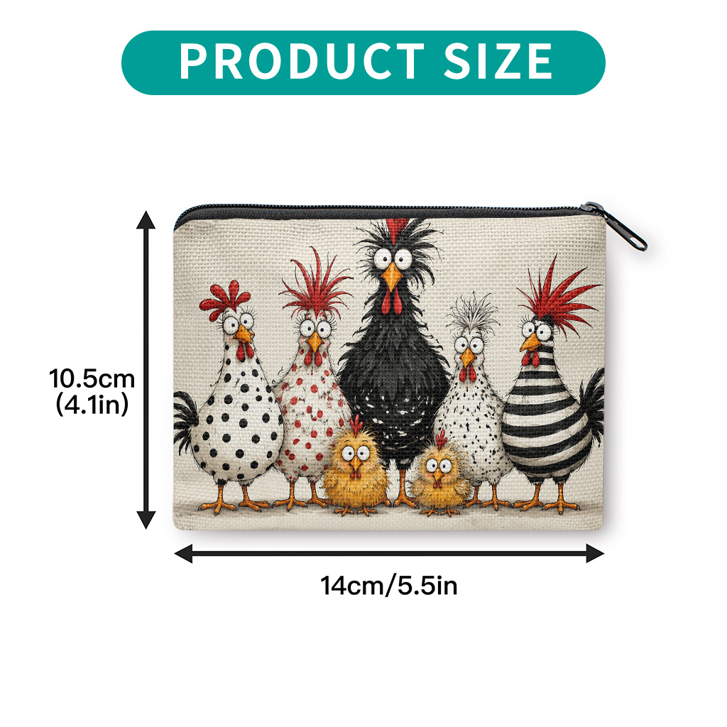 TEMU 1pc Adorable Chicken Coin Purse Suitable For , Double-sided Cartoon Chickens With Zipper Closure, Multifunctional Card Holder & Key/earphone