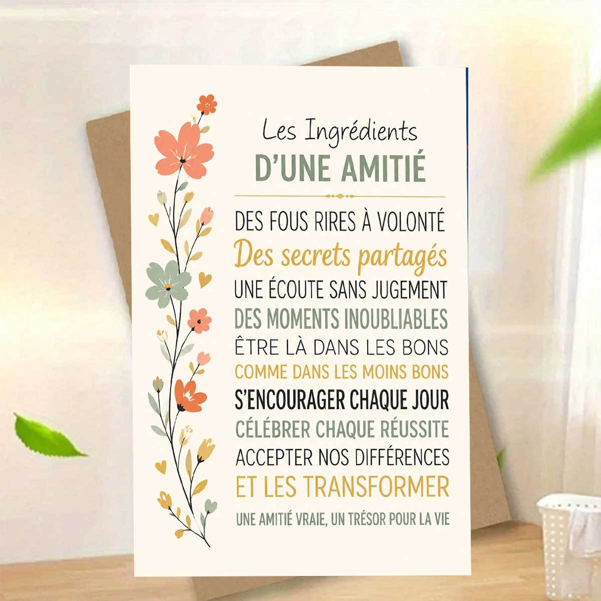 TEMU 1 Ensemble (Une Carte de et une Enveloppe). Élégante Carte de Florale sur le Thème de , avec un Français sur les Ingrédients de , une Art