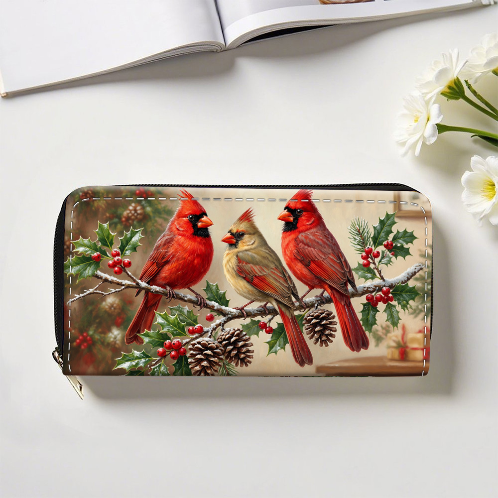 TEMU 1pc Christmas Designed Long Wallet With Zipper, Multifunctional Pu Purse With Card Holder Card Slots And Coin Pouch, Fashionable Double-sided