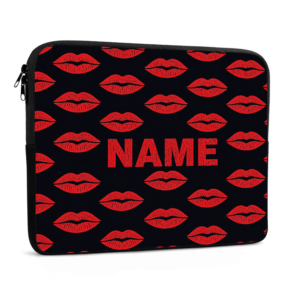 Custom Name/Text Personalized Laptop Sleeve Case with Red Lips Pattern