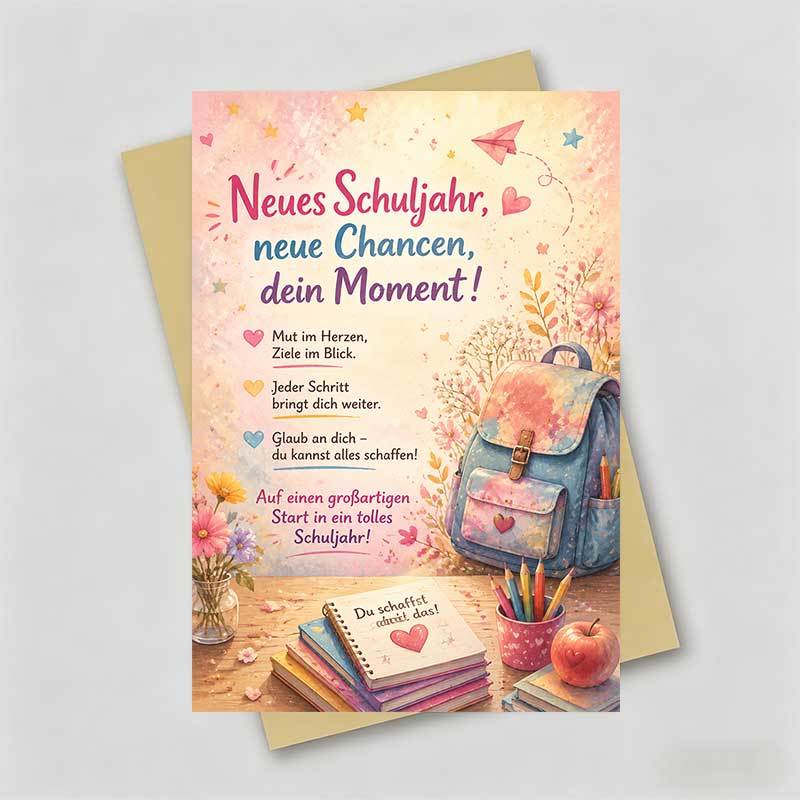 TEMU 1 Greeting Card + 1 Envelope Inspirational Back To School Greeting Card, Featuring A Backpack And Stationery With The Text , Perfect For
