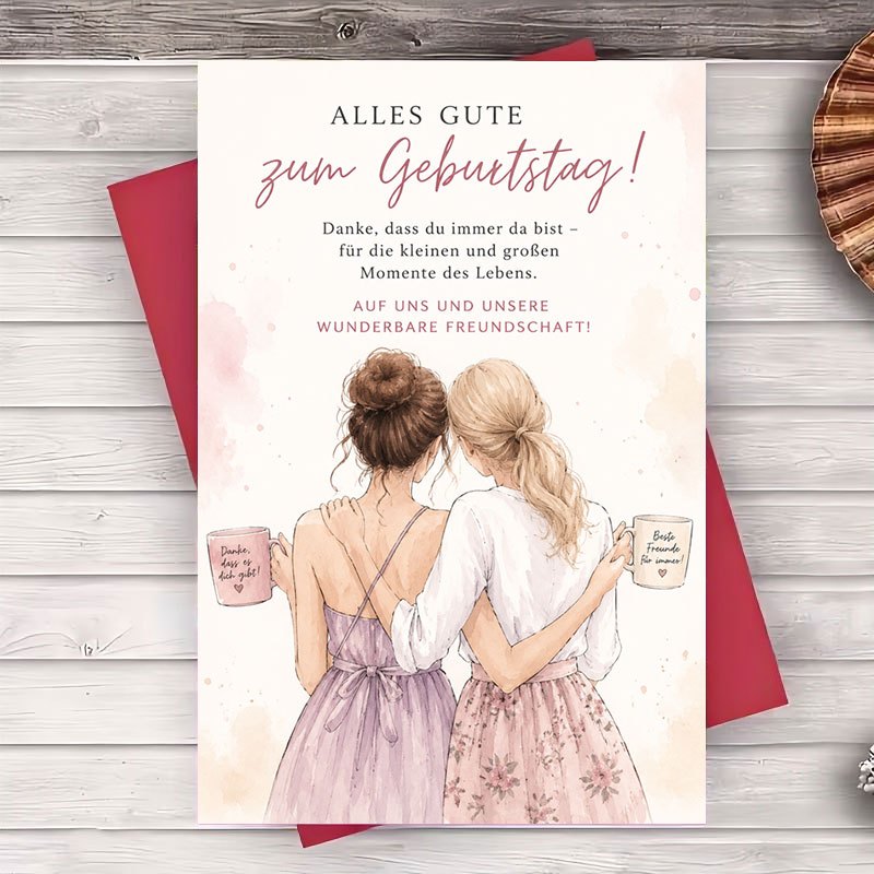 Image of 1 Envelope And 1 Greeting Card Happy Birthday Greeting Card For Best Friend Elegant Watercolor Design Flat Note Card For Women Friendship Celebration Gift For Her